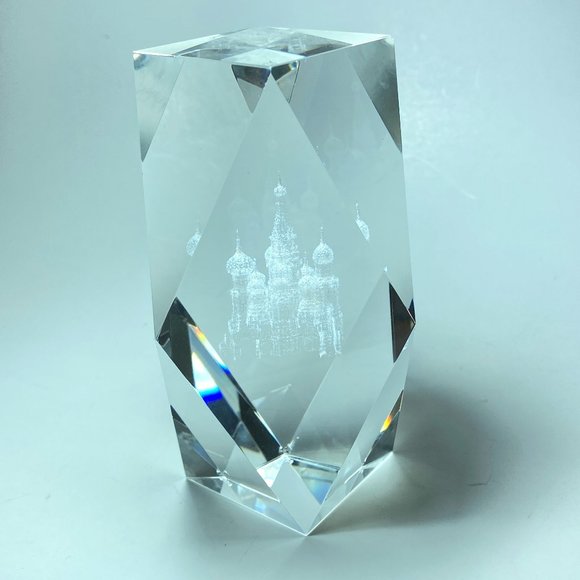 3D Crystal Glass Laser Cut Etched Paperweight Moscow Russia Red Square Cathedral - Picture 7 of 7